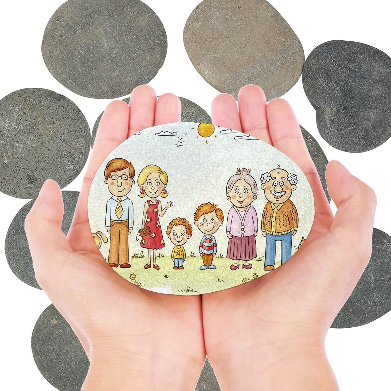 10pcs Large Painting Pebbles, 4-4.3 inch Smooth Pebbles for Painting Mandala and Kindness Rocks for Arts, Crafts, Garden Decoration