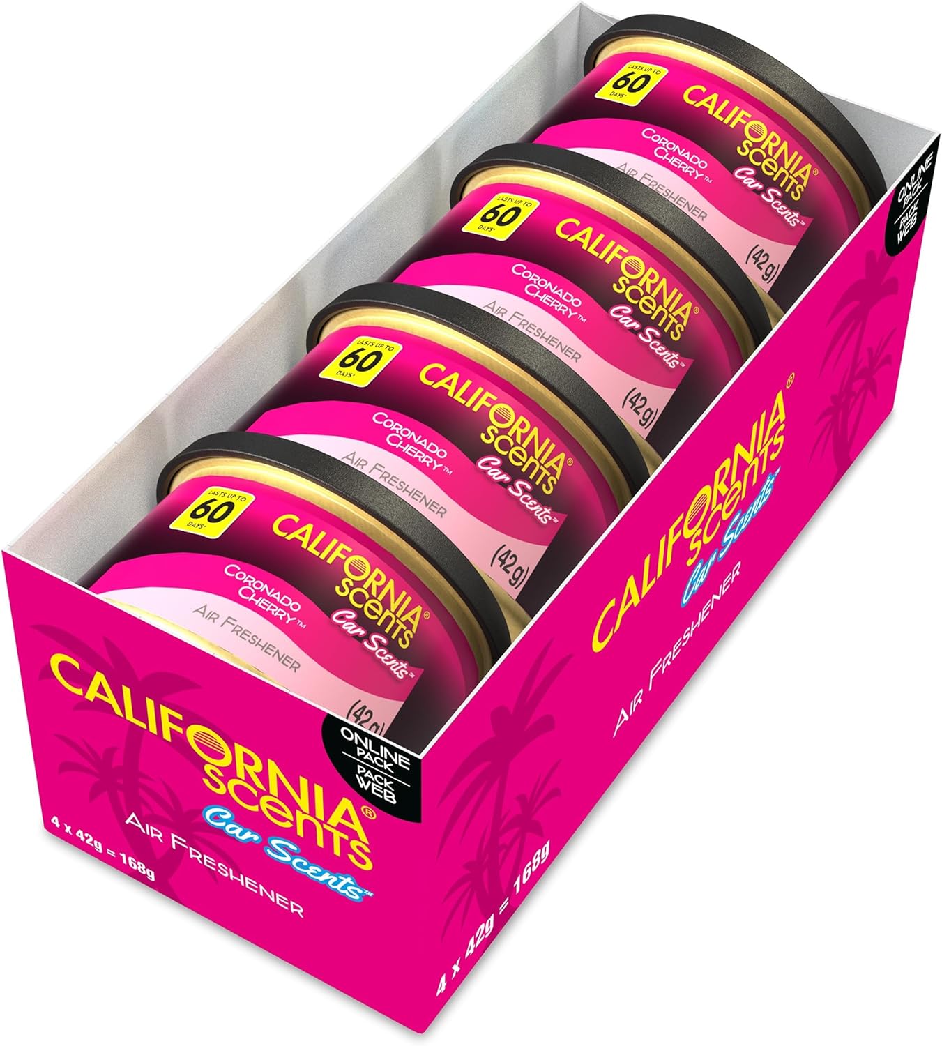 California Scents, Car Air Fresheners Can,Coronado Cherry Scent, Pack of 4, Strong Adjustable Long-Lasting Fragrance, Eliminates Odour