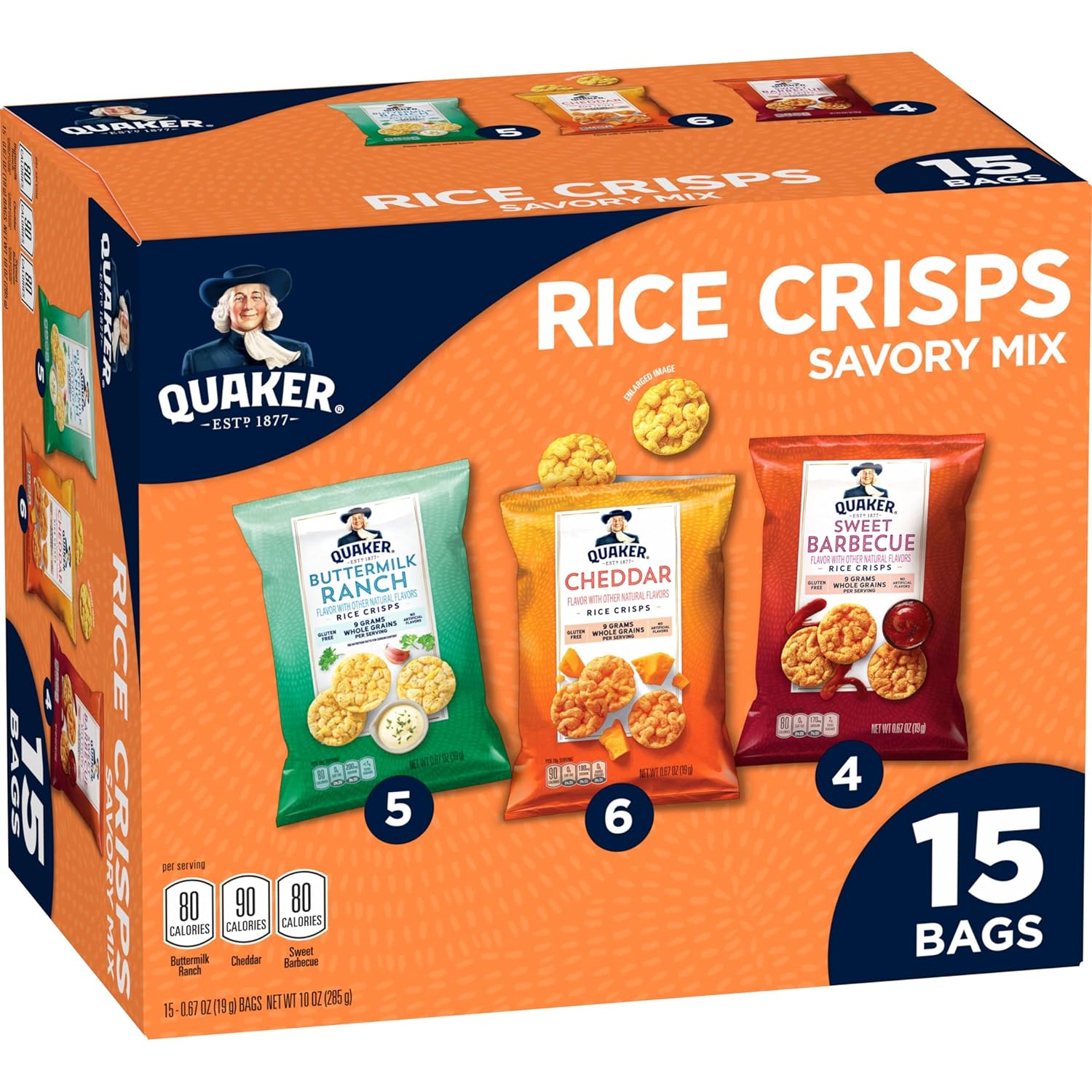 Quaker Rice Crisps, 4 Flavor Savory Mix, 15 count