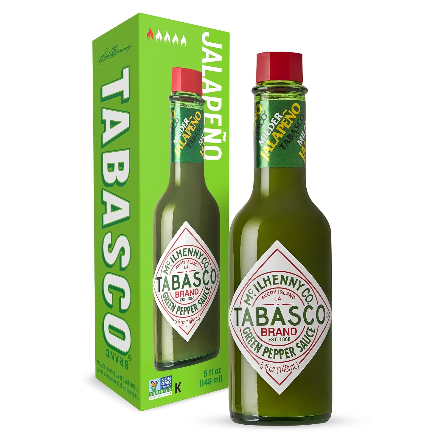 TABASCO Brand Green Jalapeno Pepper Hot Sauce, Mild Heat, Glass Bottle, Versatile & Balanced, Crisp & Zesty, Great on Mexican Dishes & More, 5 Fl Oz (Pack of 1)
