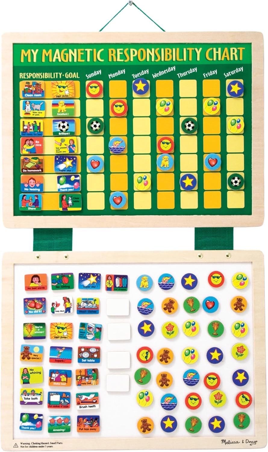 Melissa & Doug Deluxe Wooden Magnetic Responsibility Chart With 90 Magnets