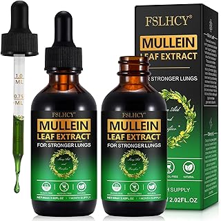 Mullein Drops for Lungs, Mullein Leaf Extract Support Lung Cleanse & Healthy Breathing, Organic Mullein Leaf Tincture Herbal Supplement, No Additives Mullein Extract Drops 60ml, 2 Packs