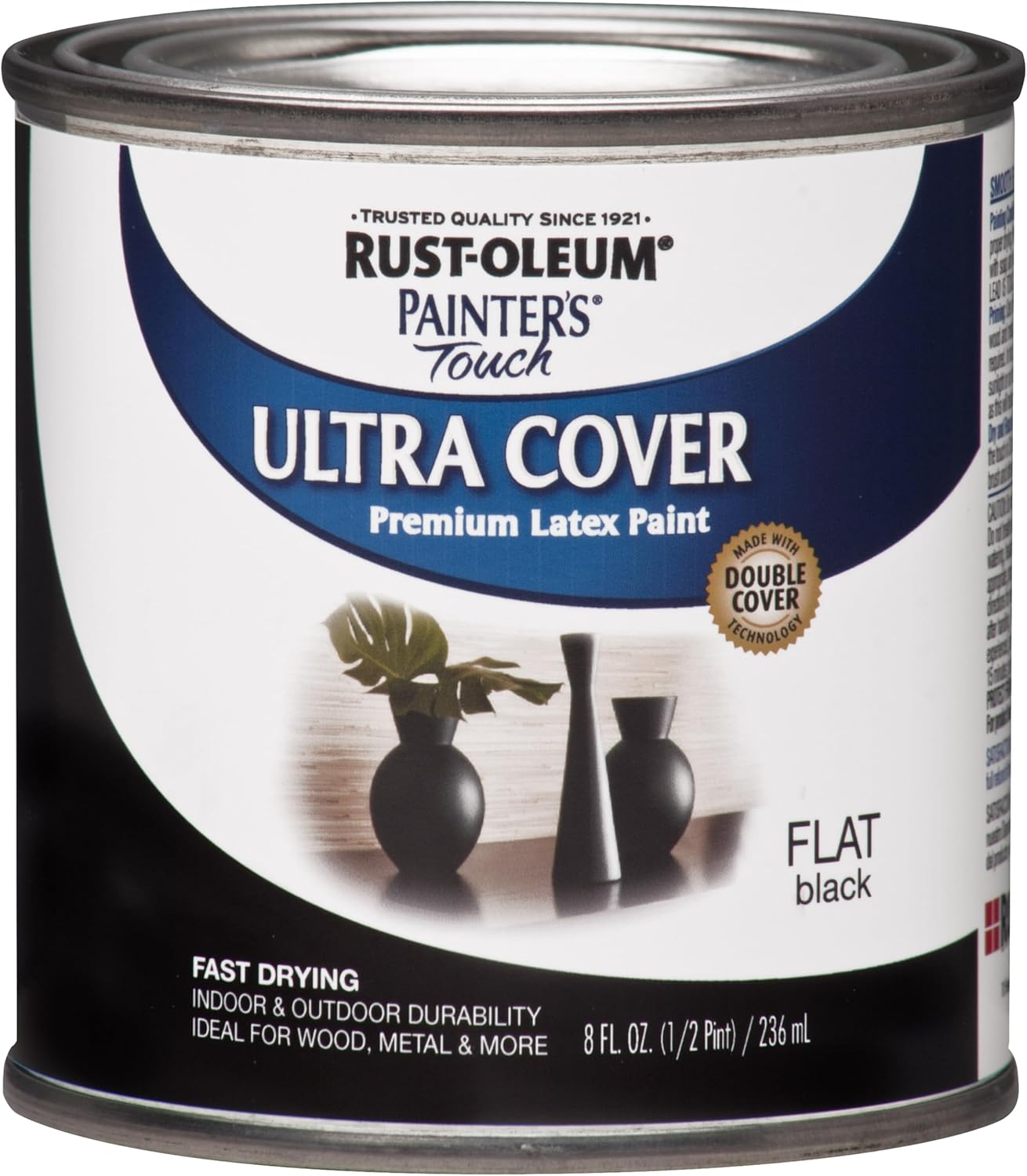 Rust-Oleum 1976730 Painter's Touch Latex Paint, Half Pint, Flat Black, 8 Fl Oz (Pack of 1)
