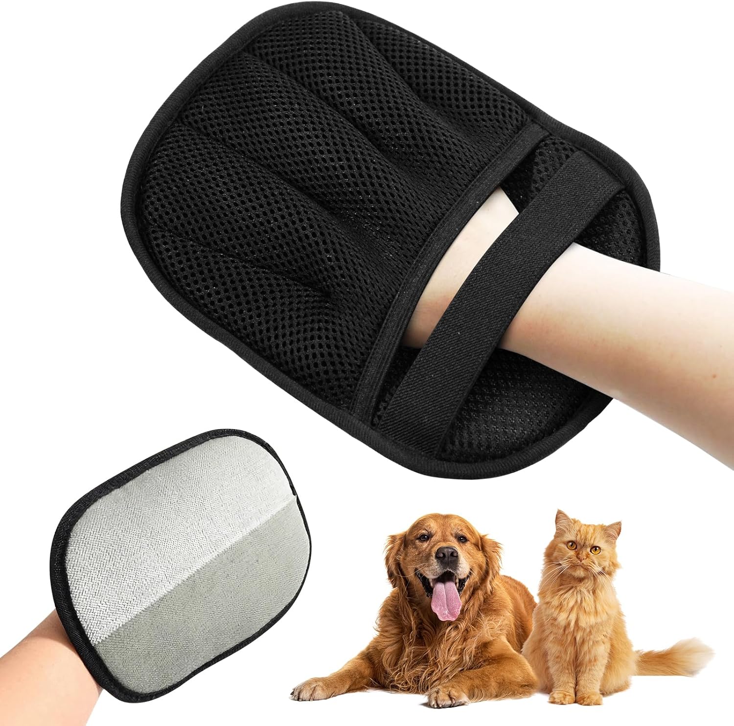 Cxqbsmy Pet Grooming Gloves Cat Grooming Gloves, for Removing Static Hair Gentle Hair Removal Pet Hair Remover Gloves Versatile Furminator for Dogs,Cats with Long/Short Fur leaning Bathing Massage