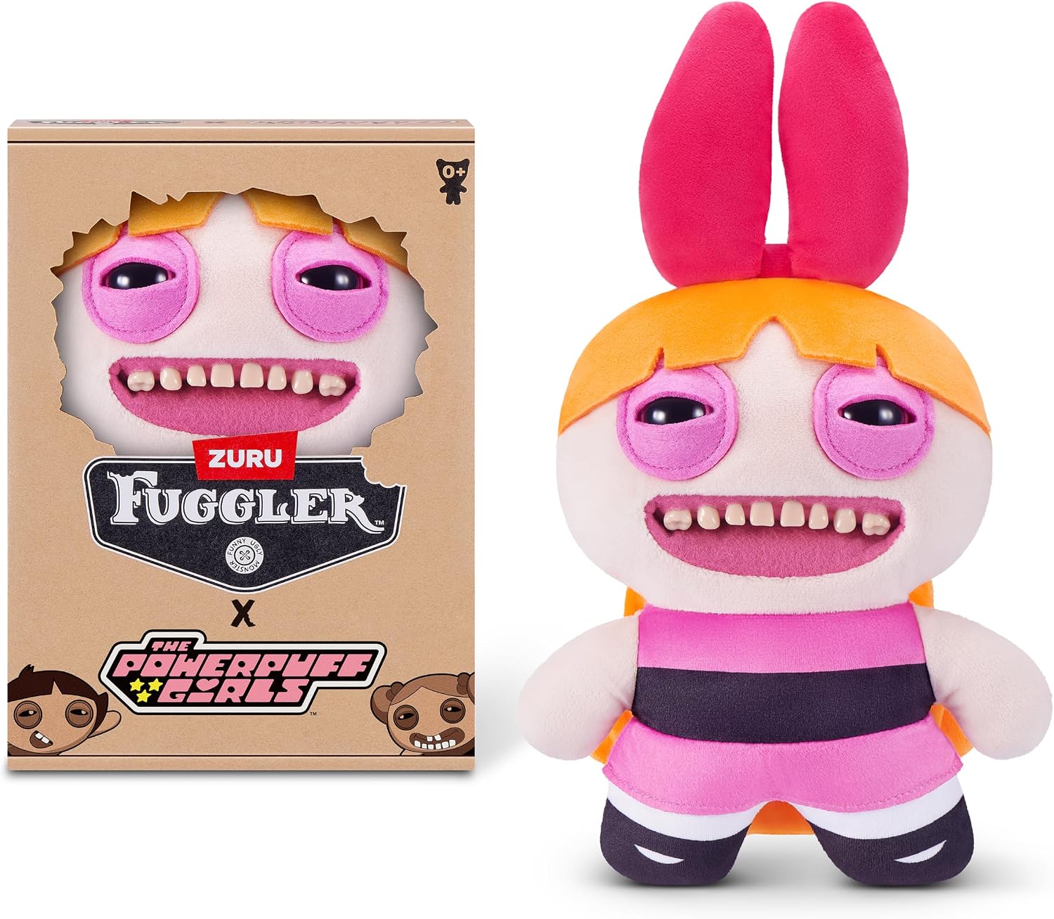 Fuggler Powerpuff Girls 9-Inch Plush Toy (Blossom) by ZURU – Funny Ugly Monster Stuffed Animal with Human-Like Teeth, Collectible Plush for Kids, Tweens, Teens, Adults & Cartoon Fans