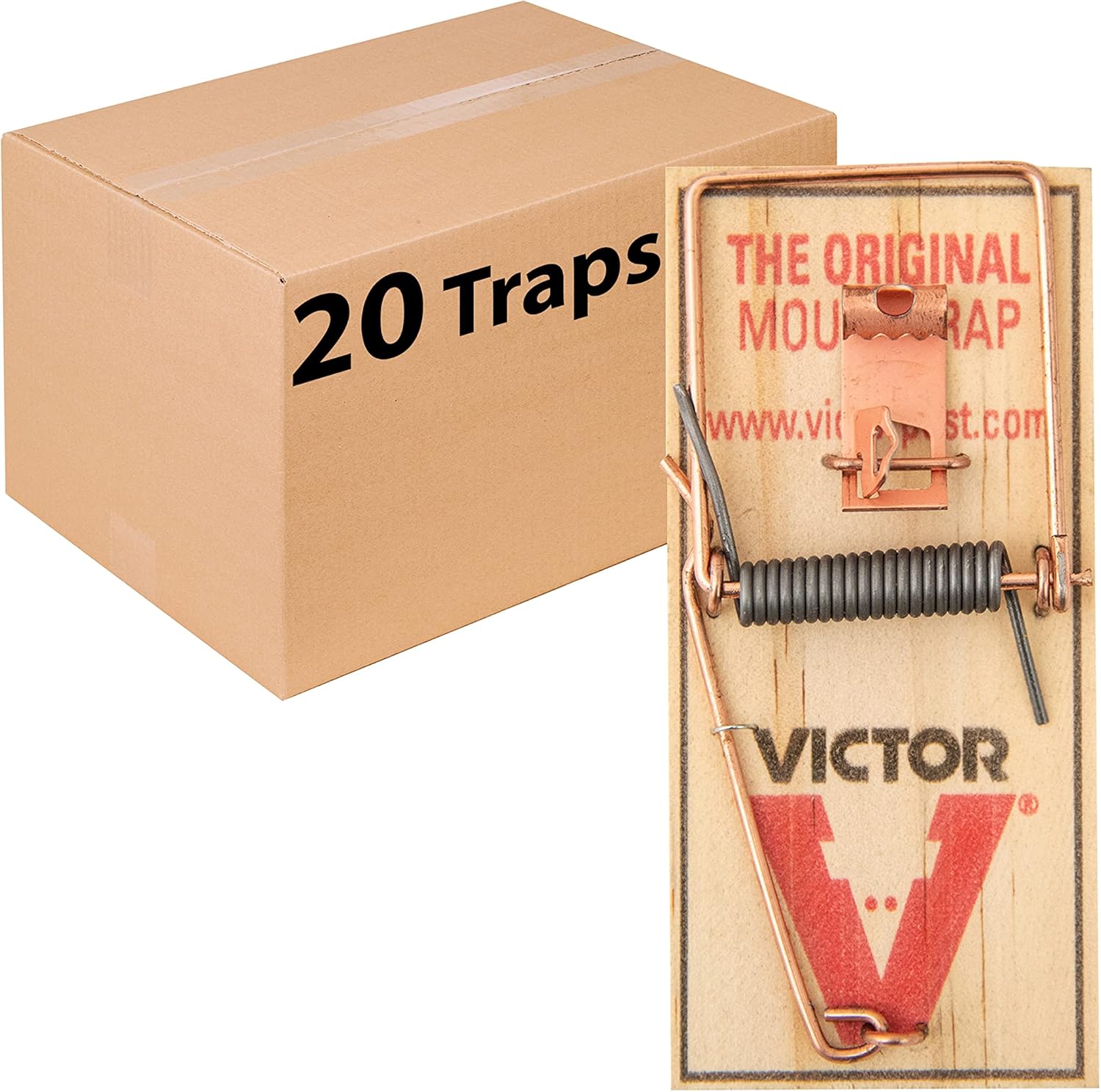 Victor M156-20 Metal Pedal Sustainably Sourced FSC Wood Snap Mouse Trap - 20 Traps (Pack of 1)