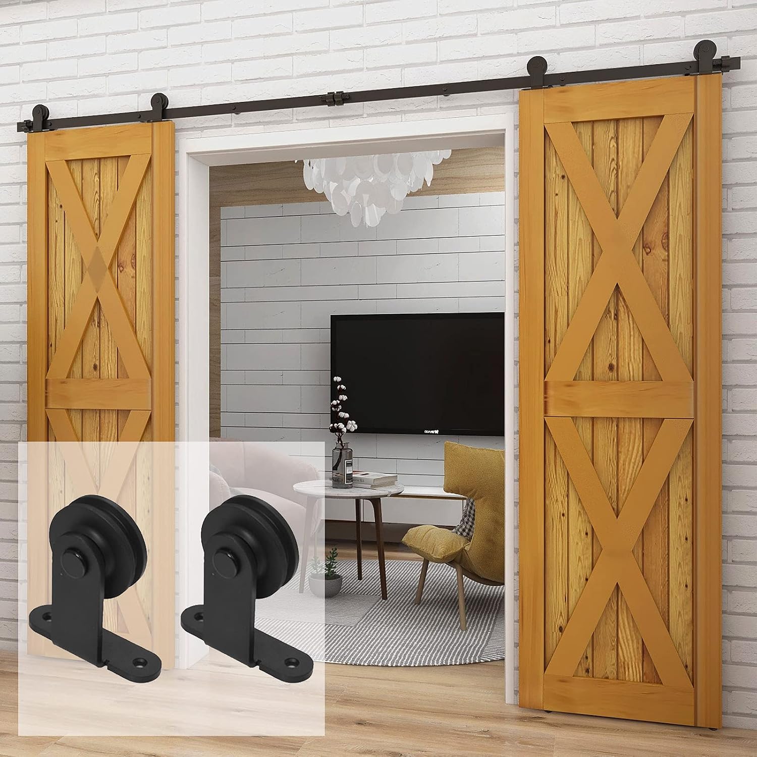 10FT/304cm Sliding Barn Wood Door Closet Hardware Track Kit Track System Unit for Double Door