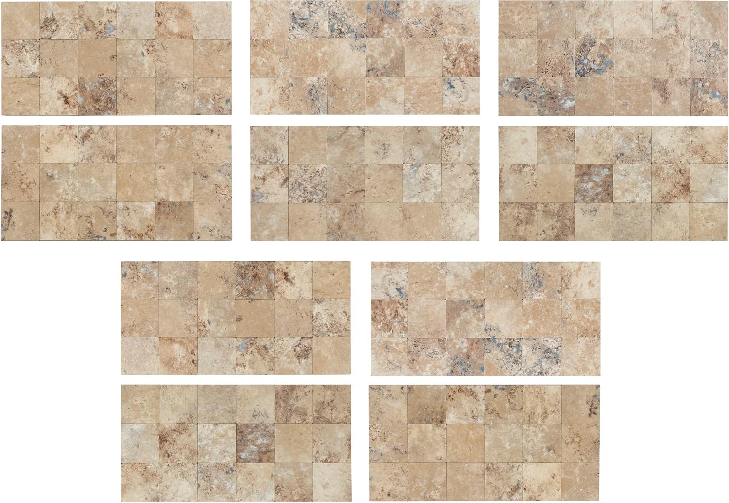Aspect Peel and Stick Collage Tile in Aged Travertine (2pc per Pack/5 Pack)