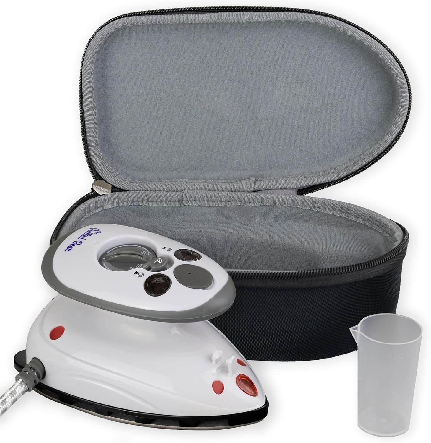 The Quilted Bear Mini Iron - Lightweight Mini Travel Iron with Steam Function, Ceramic Sole Base Plate & Temperature Gauge for Quilting, Craft & Travel (Black Case)