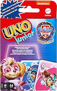 Mattel Games UNO Junior Paw Patrol: The Mighty Movie Kids Card Game for Family Night Featuring 3 Levels of Play