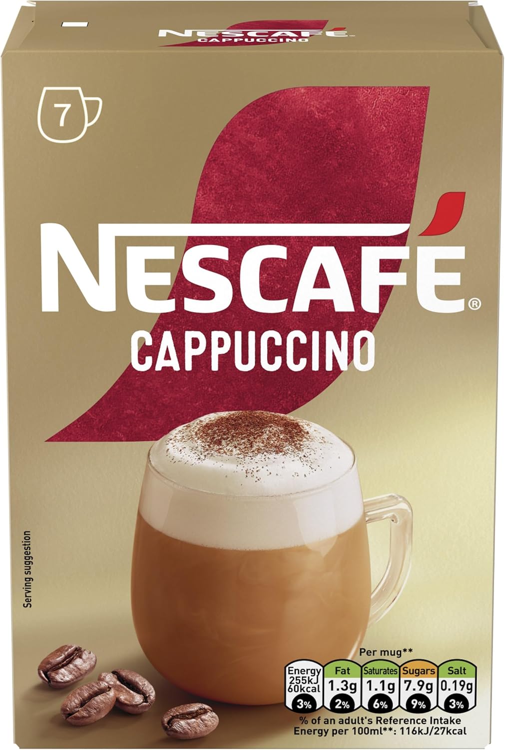 Nescafé Cappuccino Instant Coffee Sachets 7 Pack | Pack of 1