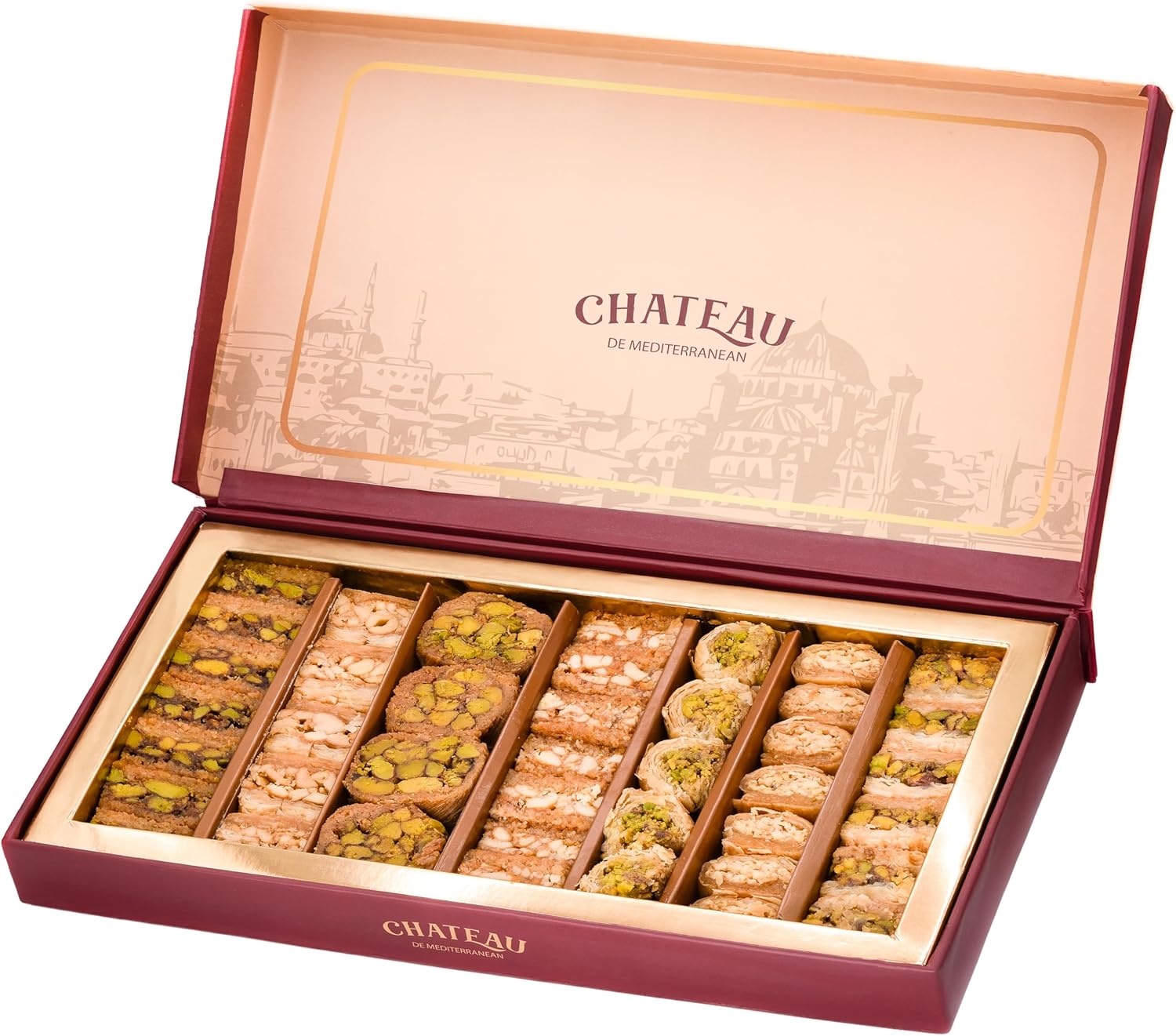Mini Bitesize Baklava Assorted Arabian Baklawa 450g, Approximately 40 pieces, Gift Box presentation