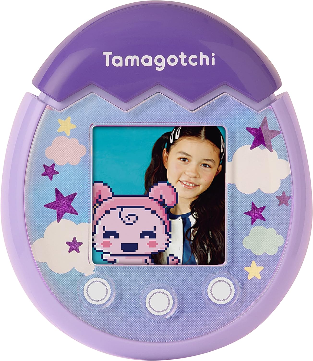 TAMAGOTCHI 42902 Bandai Pix The Next Generation of Virtual Reality Pet with Camera, Games and Collectable Characters-Sky, Purple, Single