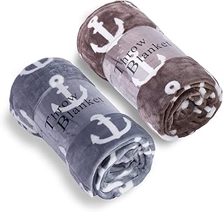 JML Throw Blanket - Made of Microfiber in 50"x60" - Portable, Compact and Multi-Purpose - 2 Pack Anchor