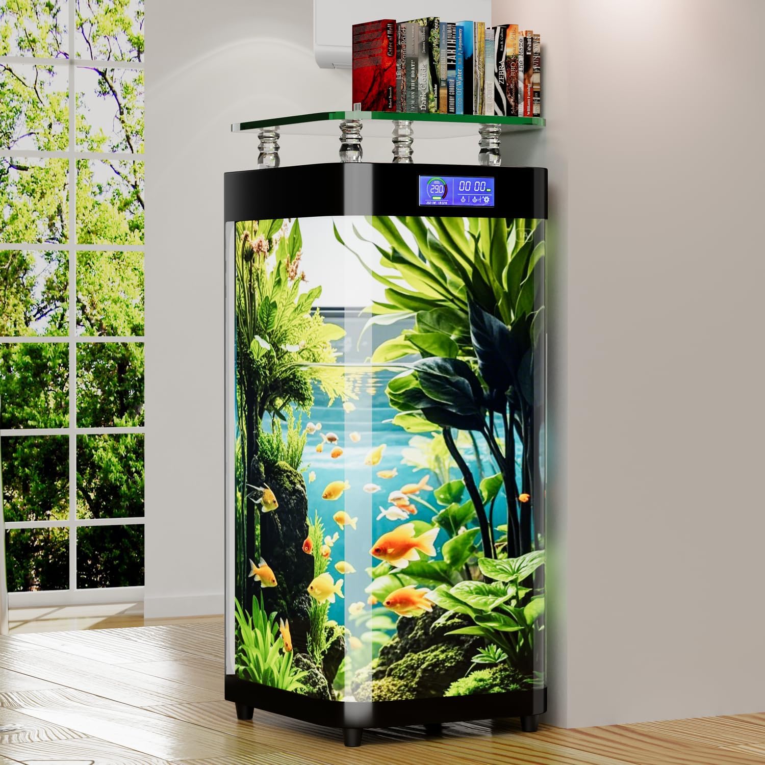 180 Degree no Blind spot Viewing arc Floor Glass Fish Tank 19.7W x 15.7 x 45.3H