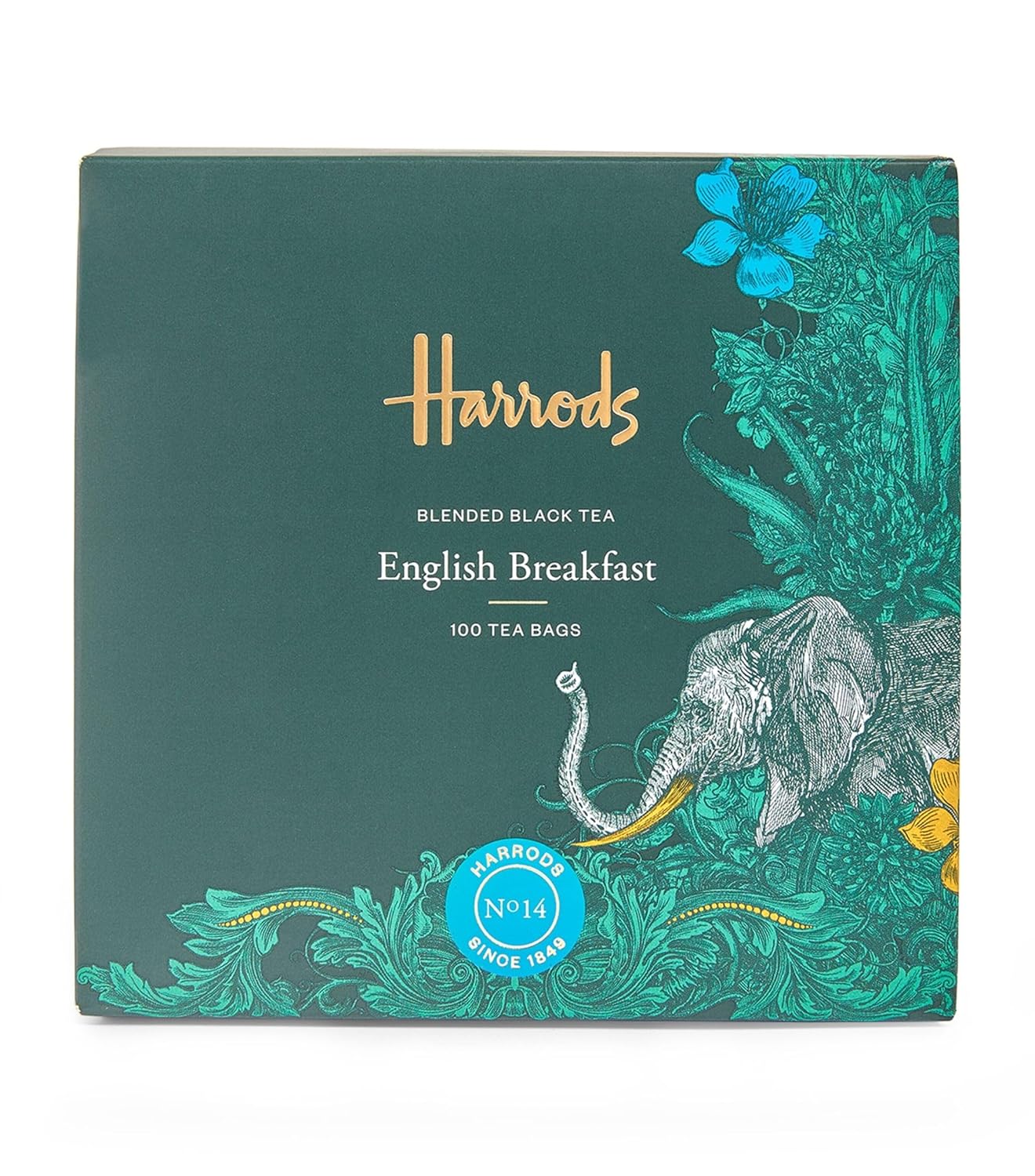Harrods of London England English Breakfast Tea 100 Tea Bags