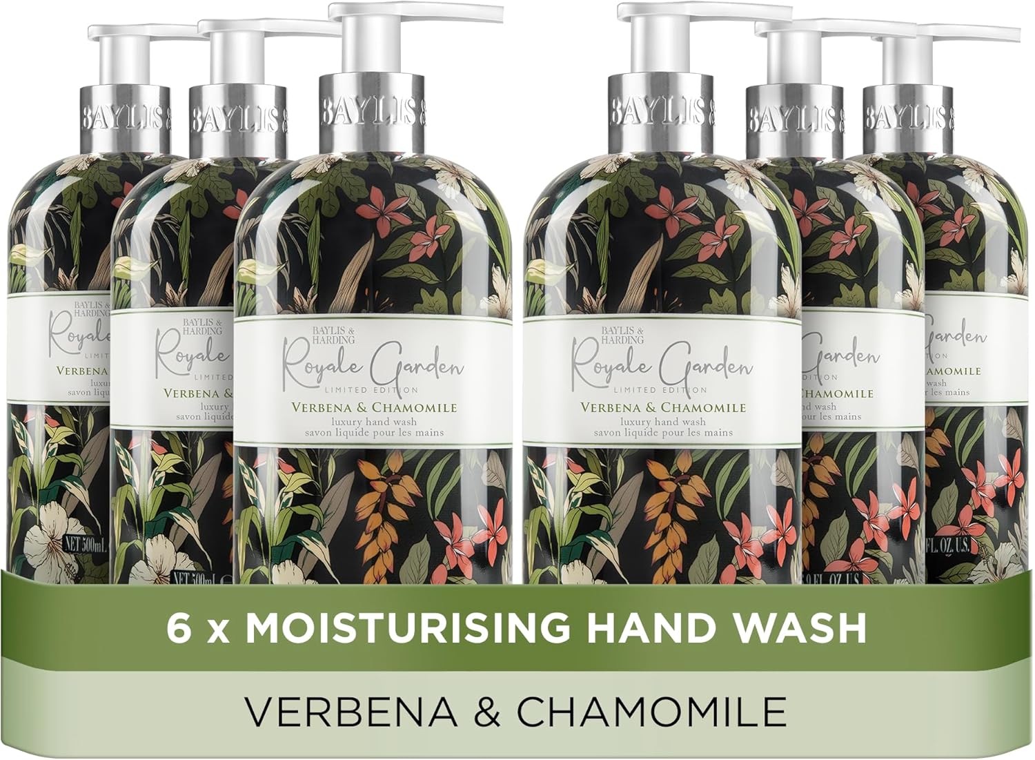 Baylis & Harding Royale Garden Verbena & Chamomile Hand Wash, 500 ml (Pack of 6) - Vegan Friendly