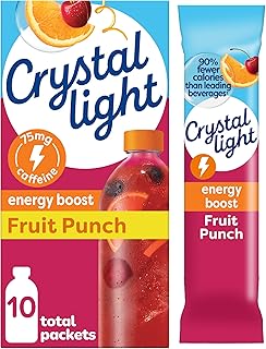 Crystal Light Energy Boost Fruit Punch Drink Mix, 10 ct On-the-Go Packets