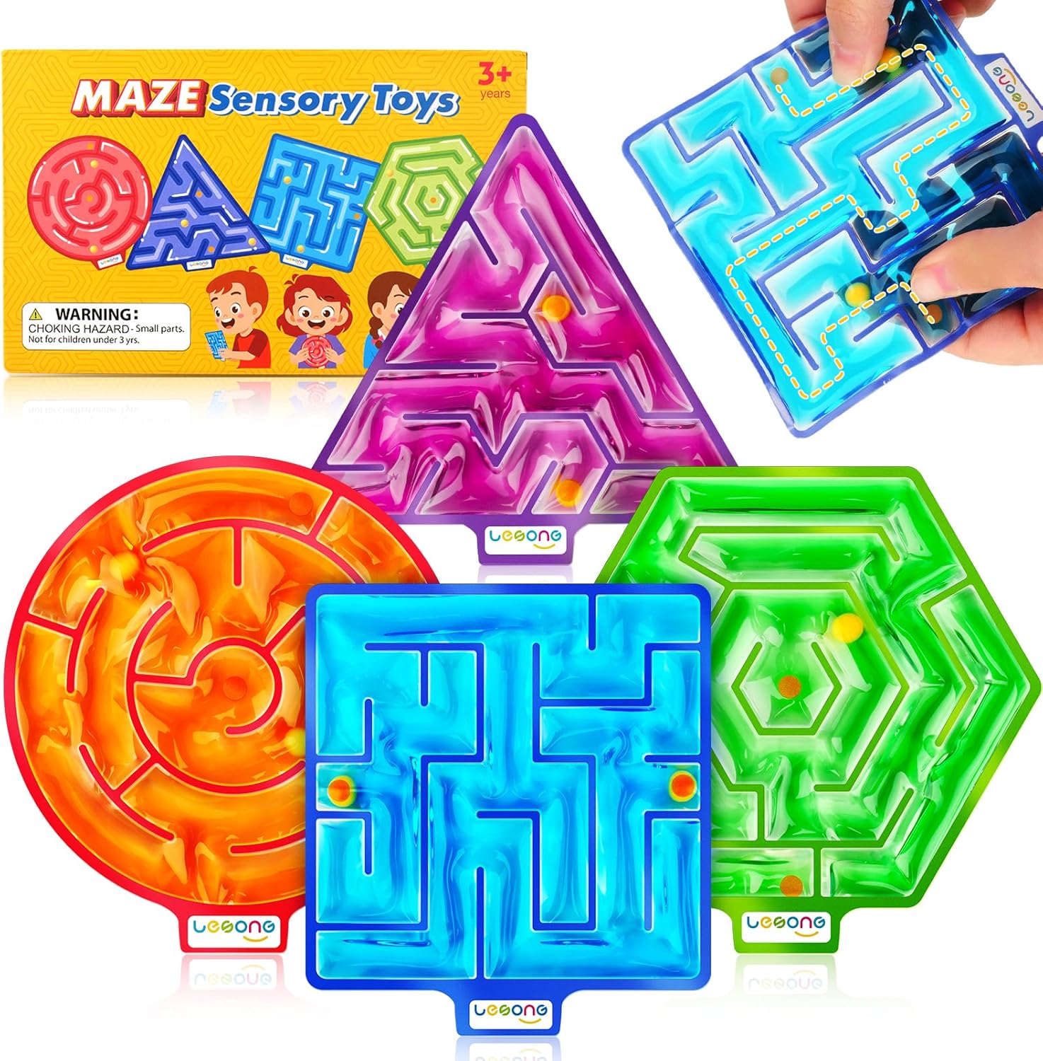 Squishy Toys Sensory Fidget Toys for Kids: 4 Pack Maze Sensory Toys for Autism - Fidget Toys with Filled Goo for Calming Down Classroom Travel