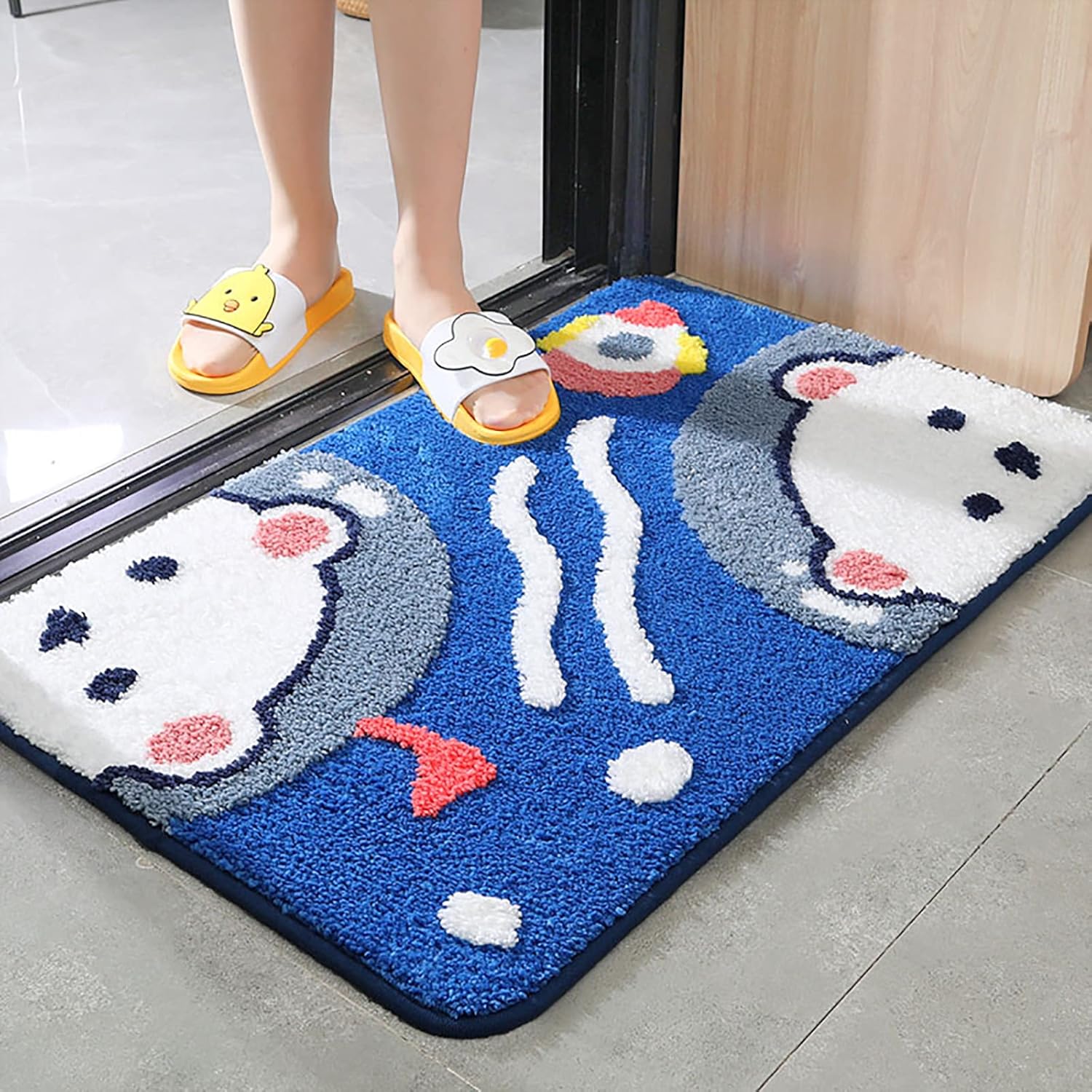 Soft Short Pile Bathroom Rug,Shaggy Absorbent Bathtub Mat Thick Microfiber Bath Mat,Comfy Plush Carpet Absorbent Non Slip Shower Mat-E 40x60cm(16x24inch)