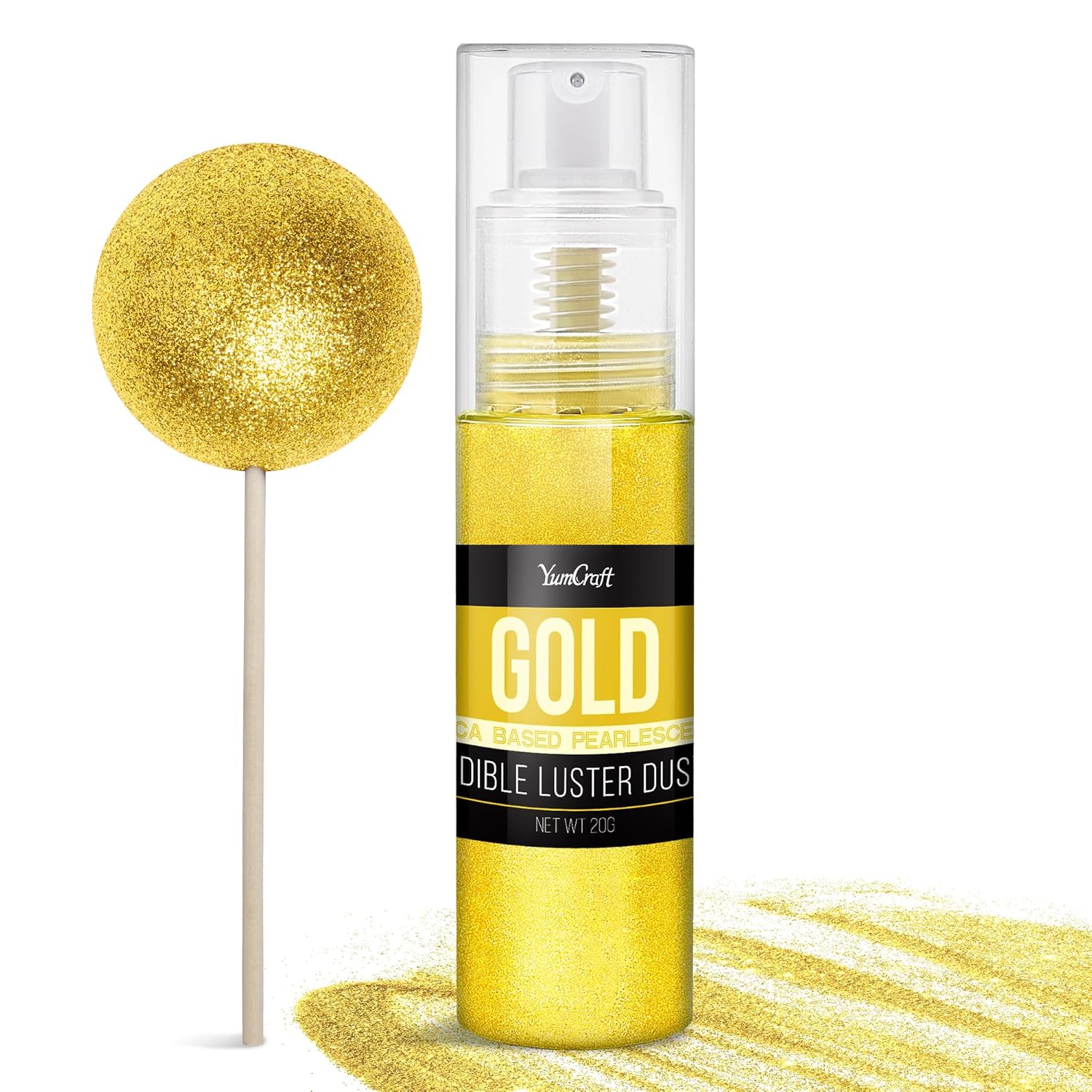 Edible Glitter Spray - 20g Luster Dust Edible Food Grade Glitter for Cake Decorating, Cocktails, Drinks - Shimmer Dust Powder Metallic Food Coloring Powder for Cookie, Candy, Icing (Gold)