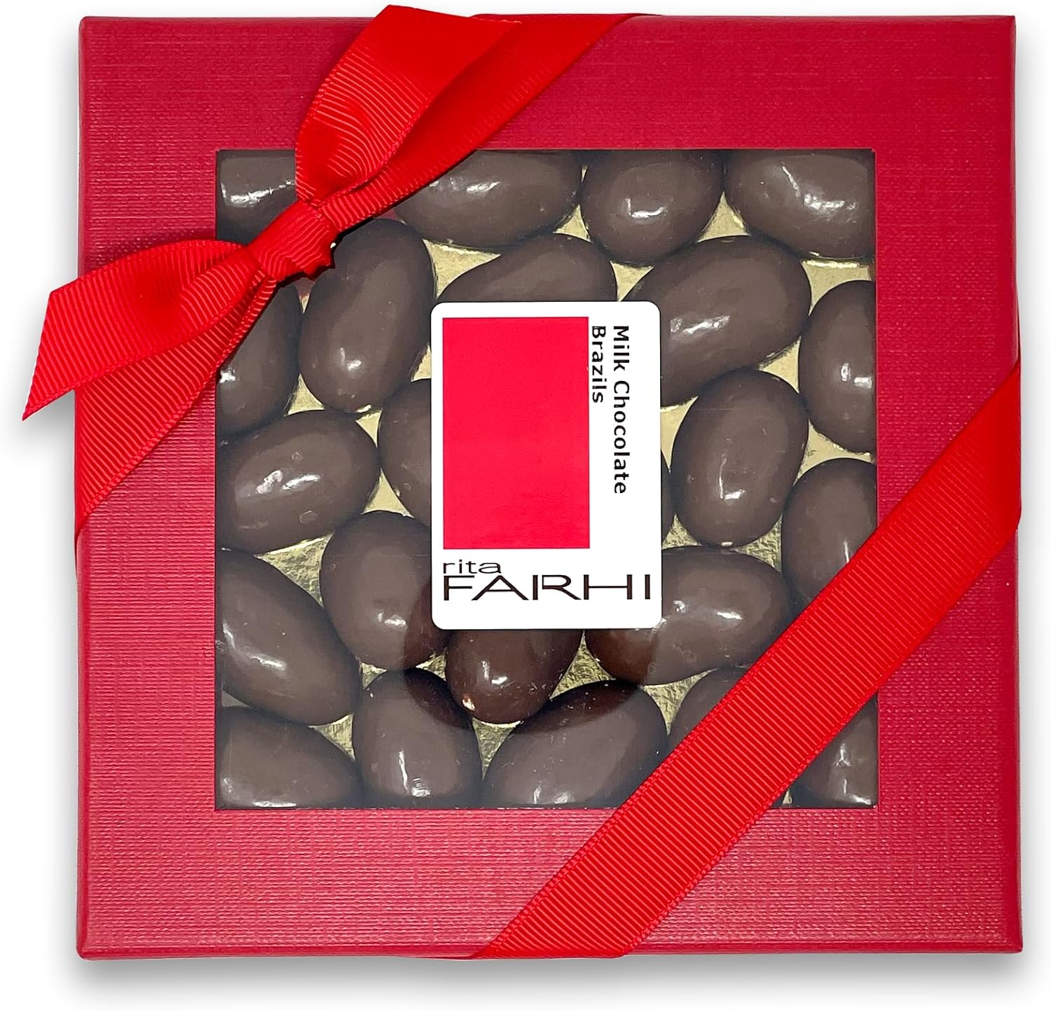 Rita Farhi Milk Chocolate Brazil Nuts in a Luxury Gift Box 210 g | Christmas Chocolate Nuts Present | Palm Oil Free | Chocolate Covered Brazil Nuts