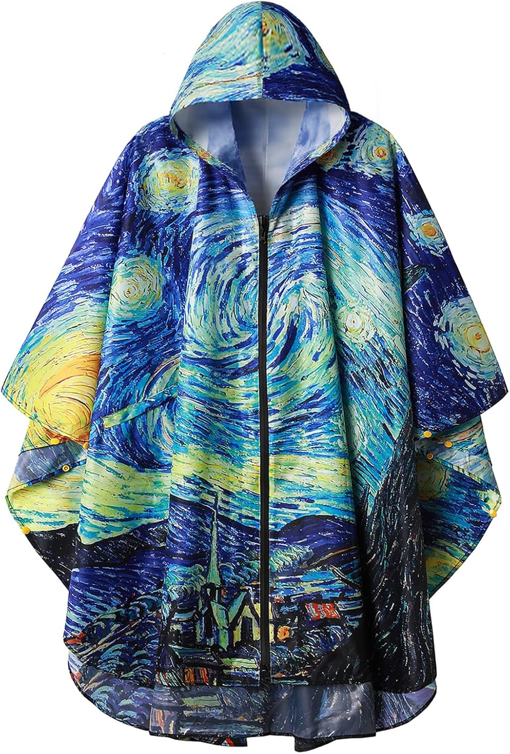 SaphiRose Rain Poncho Jacket Coat Hooded for Adults with Pockets