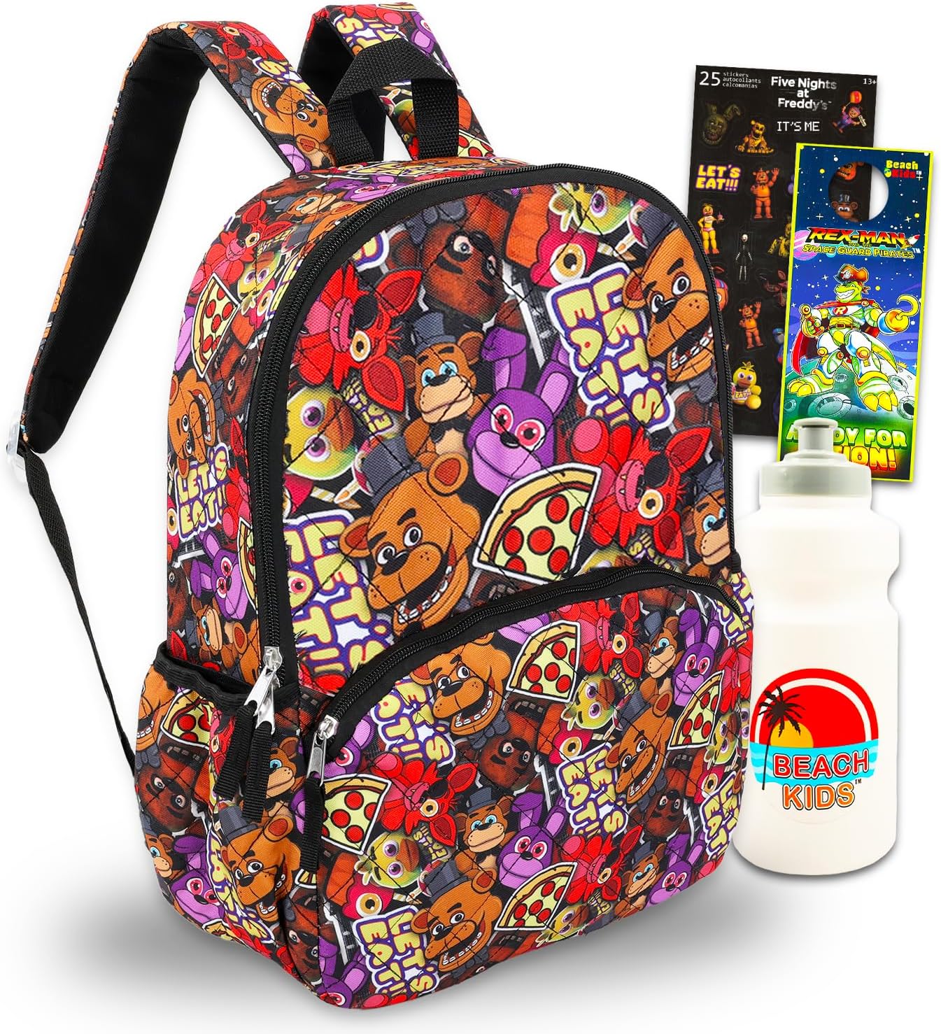 Five Nights at Freddy's Backpack for Boys - Bundle with FNAF School Bag for Kids Plus Stickers, Water Bottle, More Backpack Set for Kids