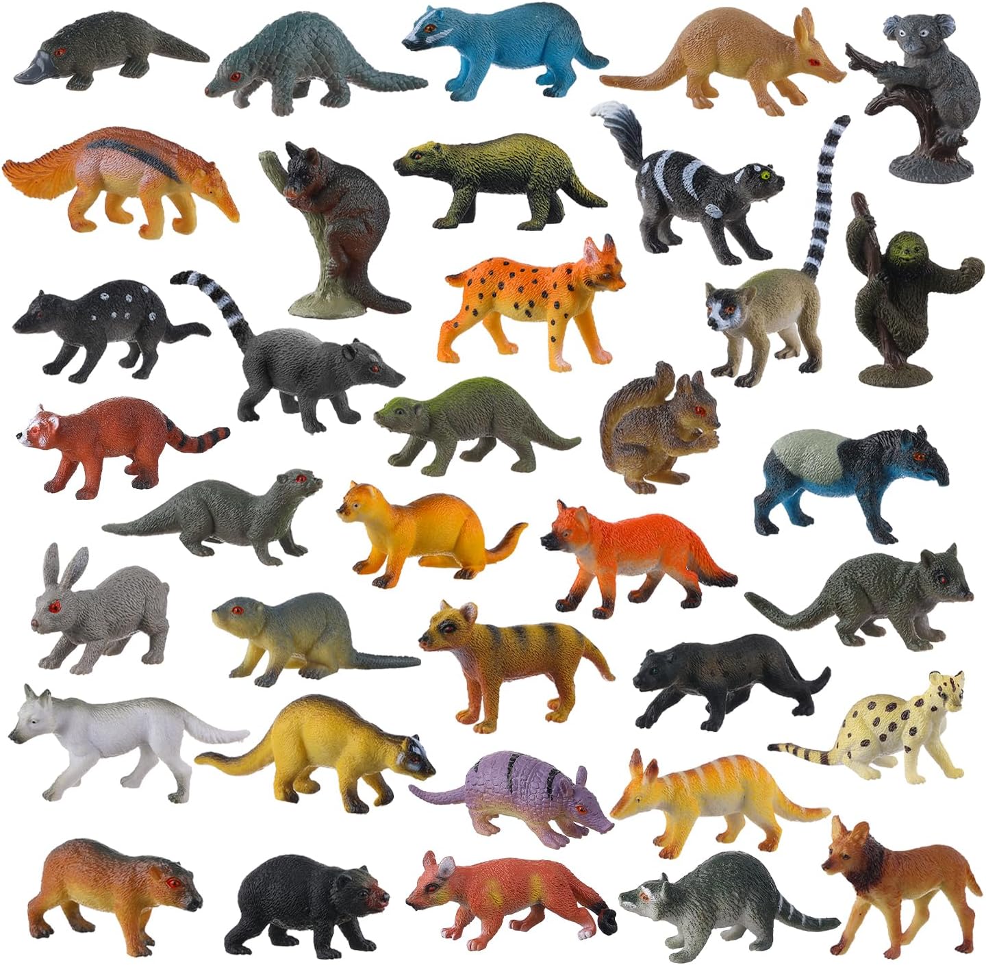 JOKFEICE 36 Small Animal Figures for Kids - Realistic Detailed Toy Forest Creatures Ideal for Play, Party, Cake Toppers, STEM Learning for Toddlers 1-3 & Children of All Ages