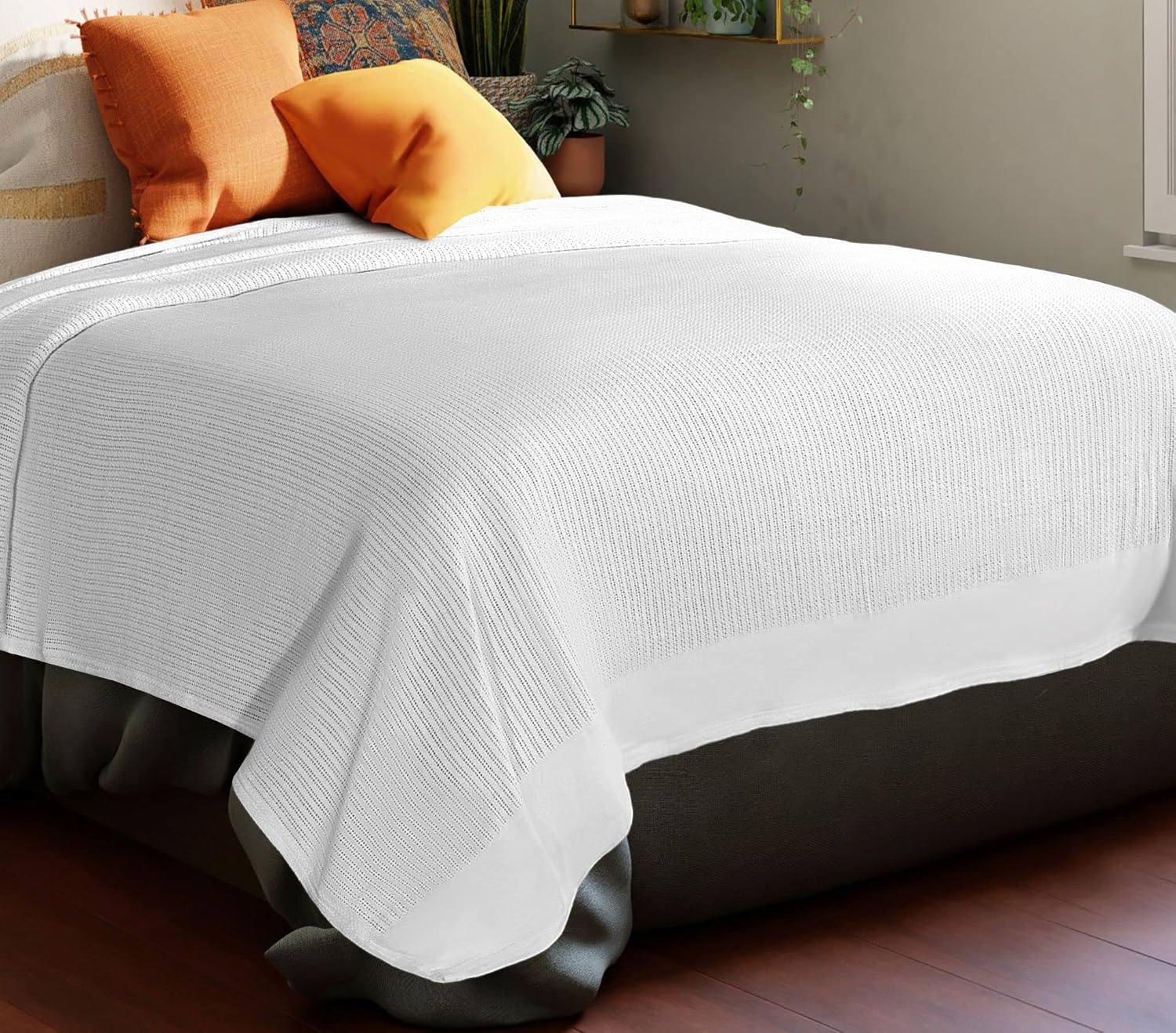Sapphire Collection Pure 100% organic Cotton thermal Soft Lightweight Adult Cellular Blanket (White, Double 230 * 230cm)