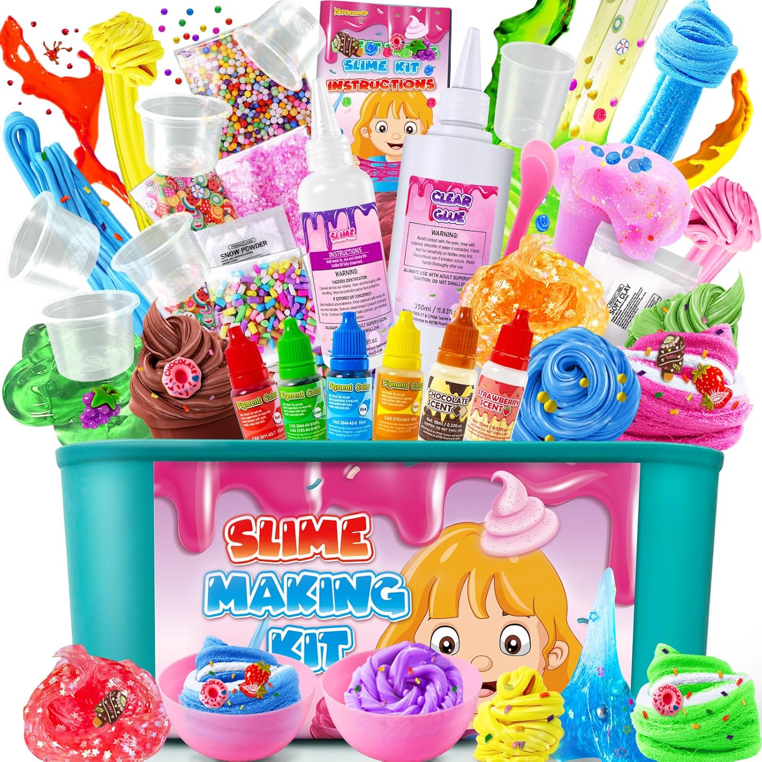 Ice Cream DIY Slime Kit, Slime Making Kit for Girls, Butter & Cloud Slime with Add-ins, Foam Balls, Charms, Party Favors Gift Toys for Kids 3-12