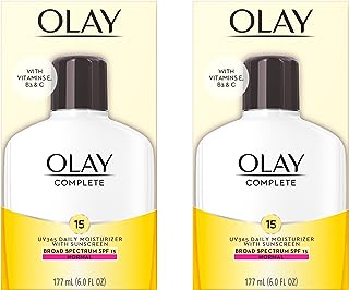 Olay Face Moisturizer Complete Lotion All Day Daily Facial Moisturizing Lotion SPF 15 for Normal Skin and Hydration, Oil-Free Non-Greasy, 6 Fl Oz (Pack of 2)