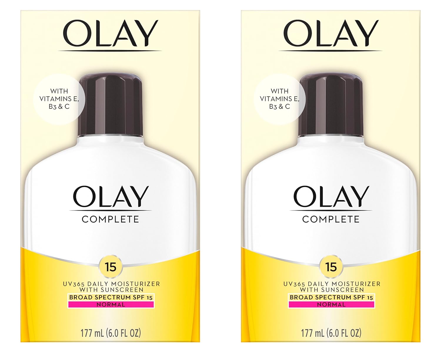 Olay Face Moisturizer Complete Lotion All Day Daily Facial Moisturizing Lotion SPF 15 for Normal Skin and Hydration, Oil-Free Non-Greasy, 6 Fl Oz (Pack of 2)