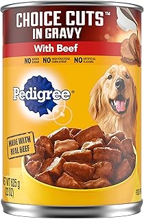 PEDIGREE CHOICE CUTS IN GRAVY Adult Canned Soft Wet Dog Food with Beef, 22 oz. Cans (Pack of 12)