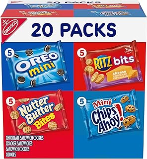 Nabisco Classic Mix Variety Pack, OREO Mini, CHIPS AHOY! Mini, Nutter Butter Bites, RITZ Bits Cheese, 20 Snack Packs