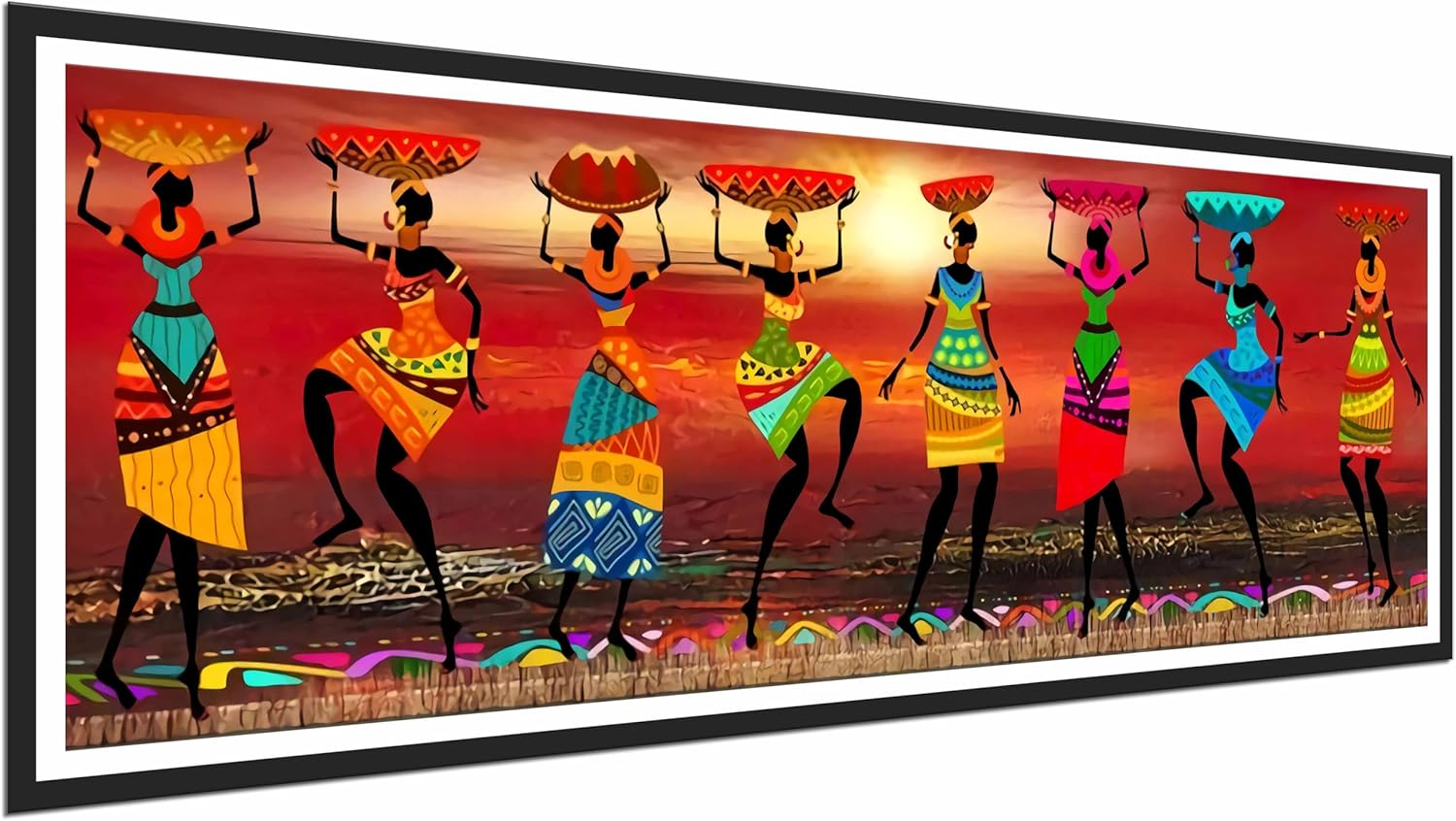 African American Wall Art Black Women Canvas Posters Prints Large Tribal Dance Art Black Girl Abstract Wall Decor Pictures for Living Room Bedroom Bathroom Office Decoration Unframed