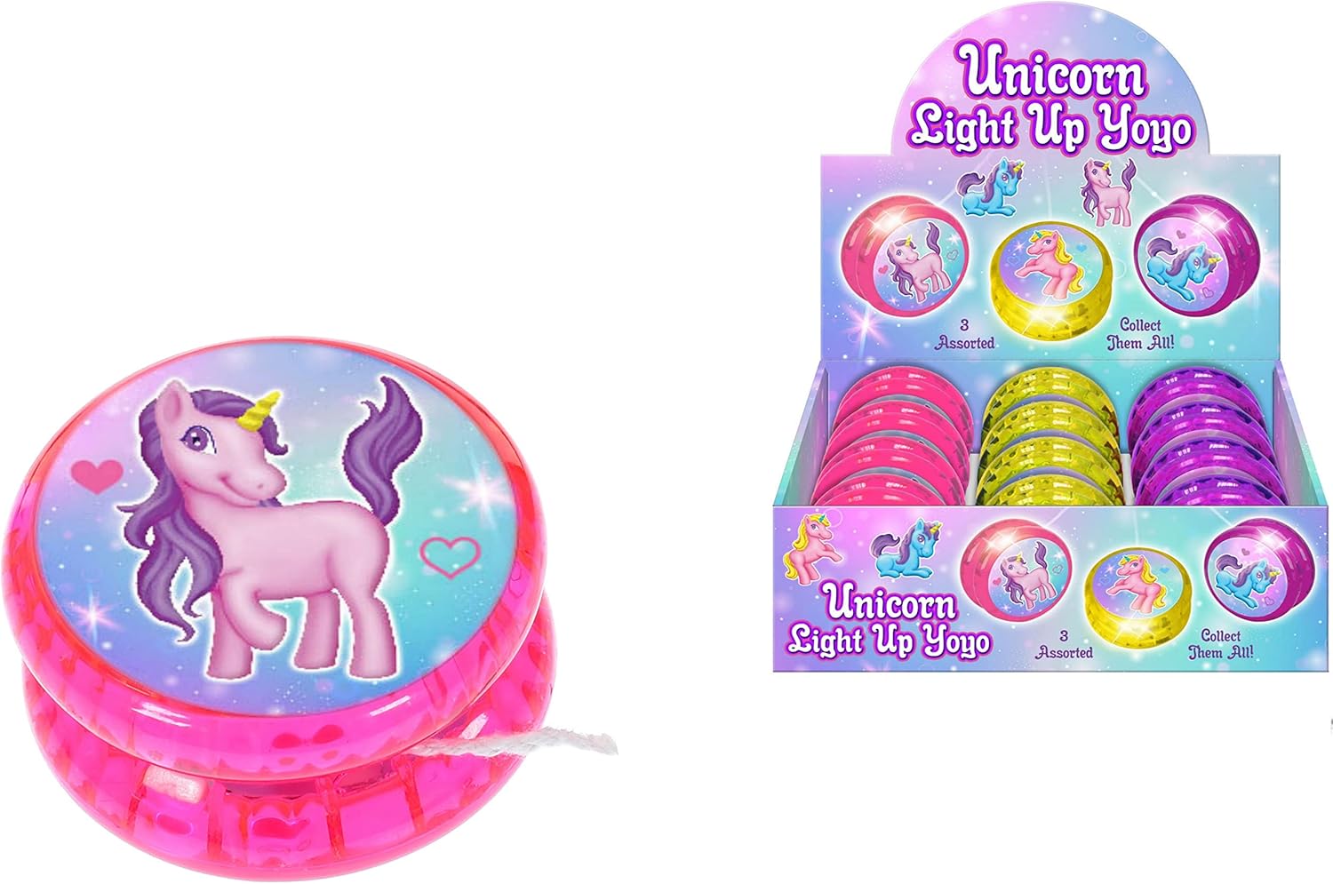 KandyToys Responsive Bright Unicorn Light Up LED Kids Yoyo | Three Colours | Kids Toys Age 3+ | 5.5cm