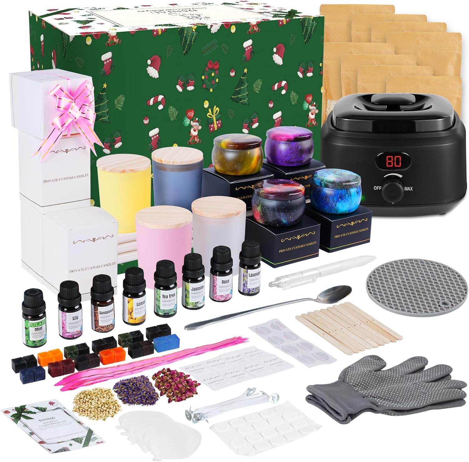 Candle Making Kit for Adults, Candle Making Supplies with Digital Soy Wax Melt Warmer, Premium DIY Starter Making Supply Perfect as Home Decorations with Glass Jar