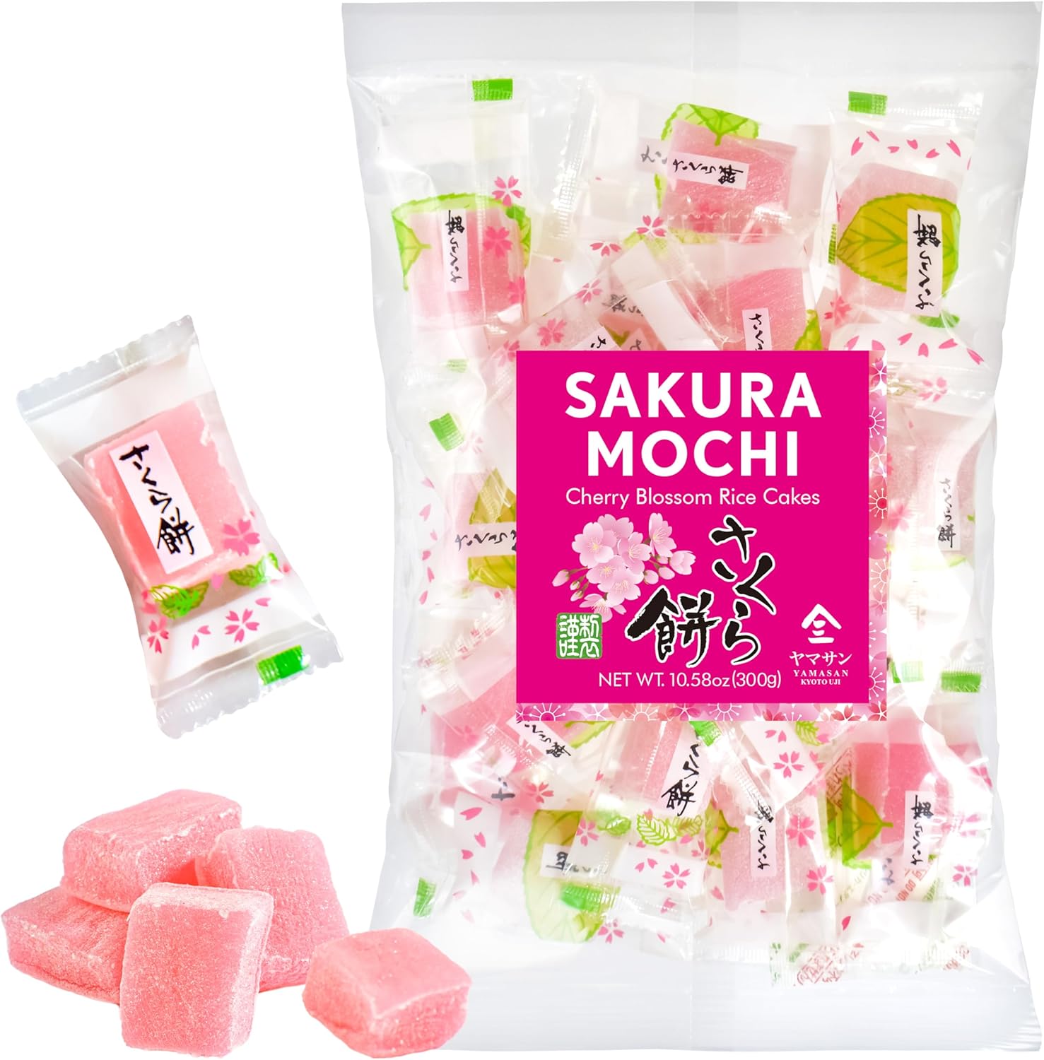YAMASAN KYOTO UJI Japanese Sakura Mochi Candies -Cherry blossom Rice Cakes- Aromatic Flavor of Japanese Spring 300g/10.58oz