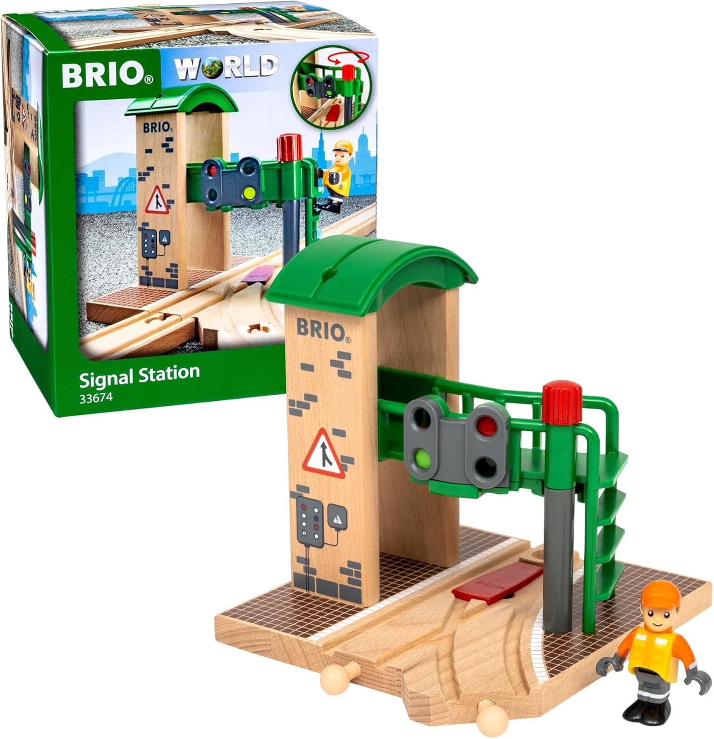 BRIO World Train Signal Station for Kids Age 3 Years Up - Wooden Railway Accessories and Add Ons