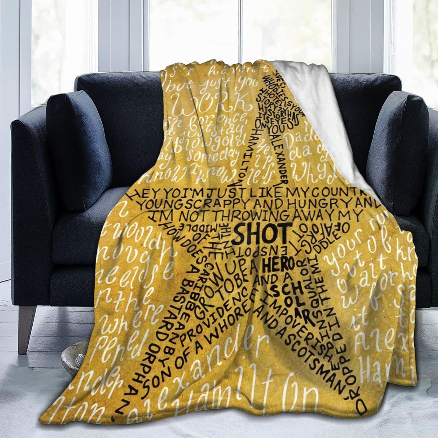 American Musical Hamilton Ultra Soft Throw Blanket Flannel Fleece All Season Light Weight Living Room/Bedroom Warm Blanket