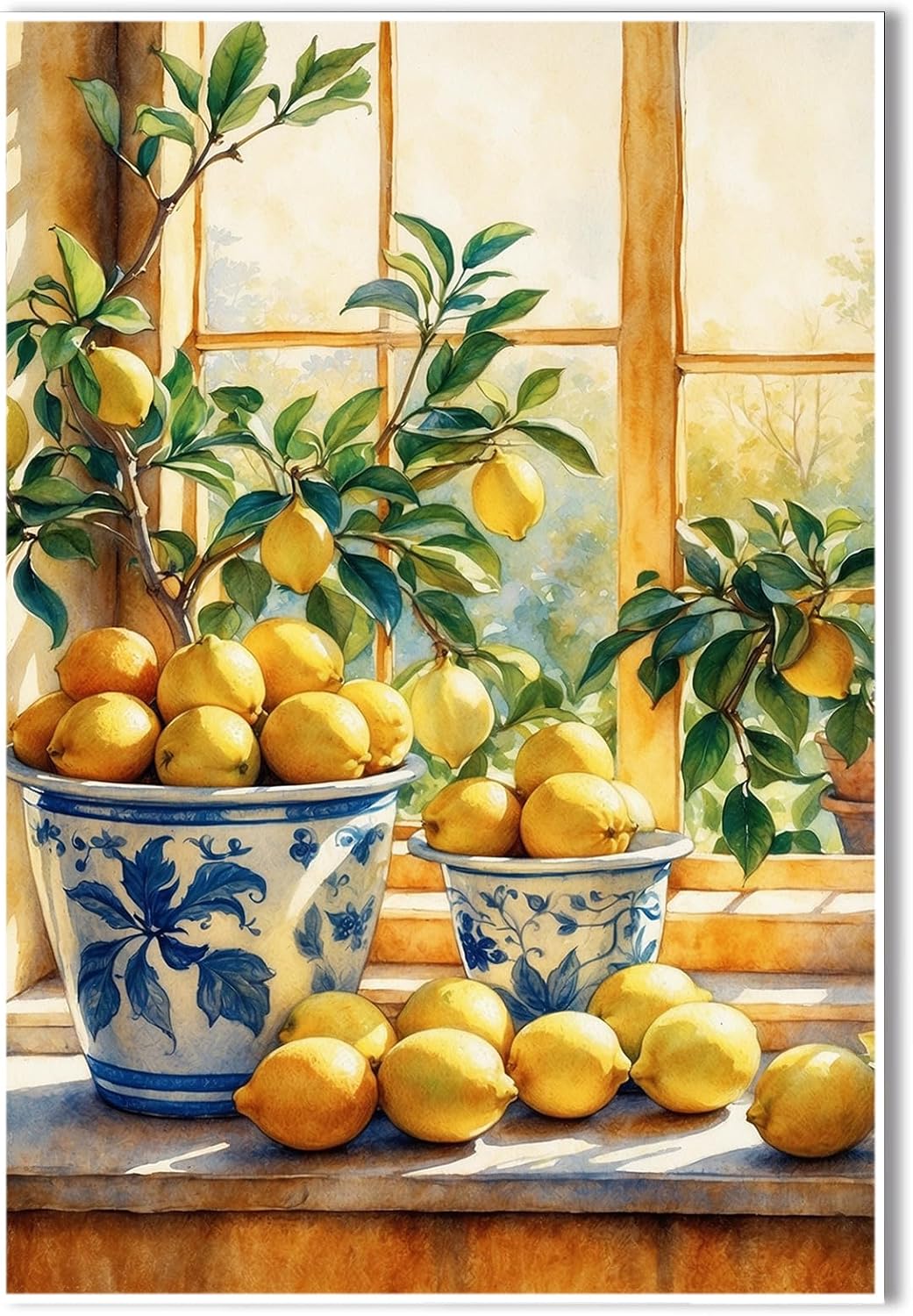 Vacation Portal Creator: Positano Coast Art Print - Lemon Tree Mediterranean Painting Transforms Studio Apartment Decor with Italian Coastal Gateway
