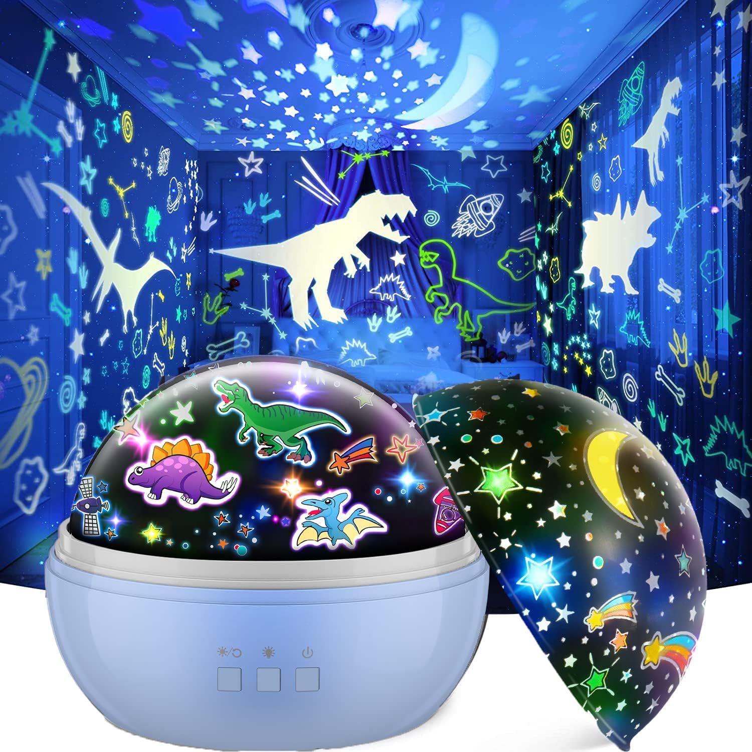 EUCOCO Dinosaur Toys for Boys, Dinosaur Night Light Kids Projector Baby Lights Projector Kids Toys for 1 2 3 4 5 6 Year Old Boys Birthday Gifts Sensory Lights for Autism Sensory Toys for Babies
