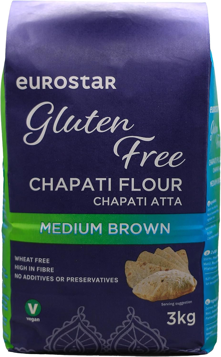 Eurostar Chapati Atta Gluten Free Flour (Medium Brown, 4x3kg)