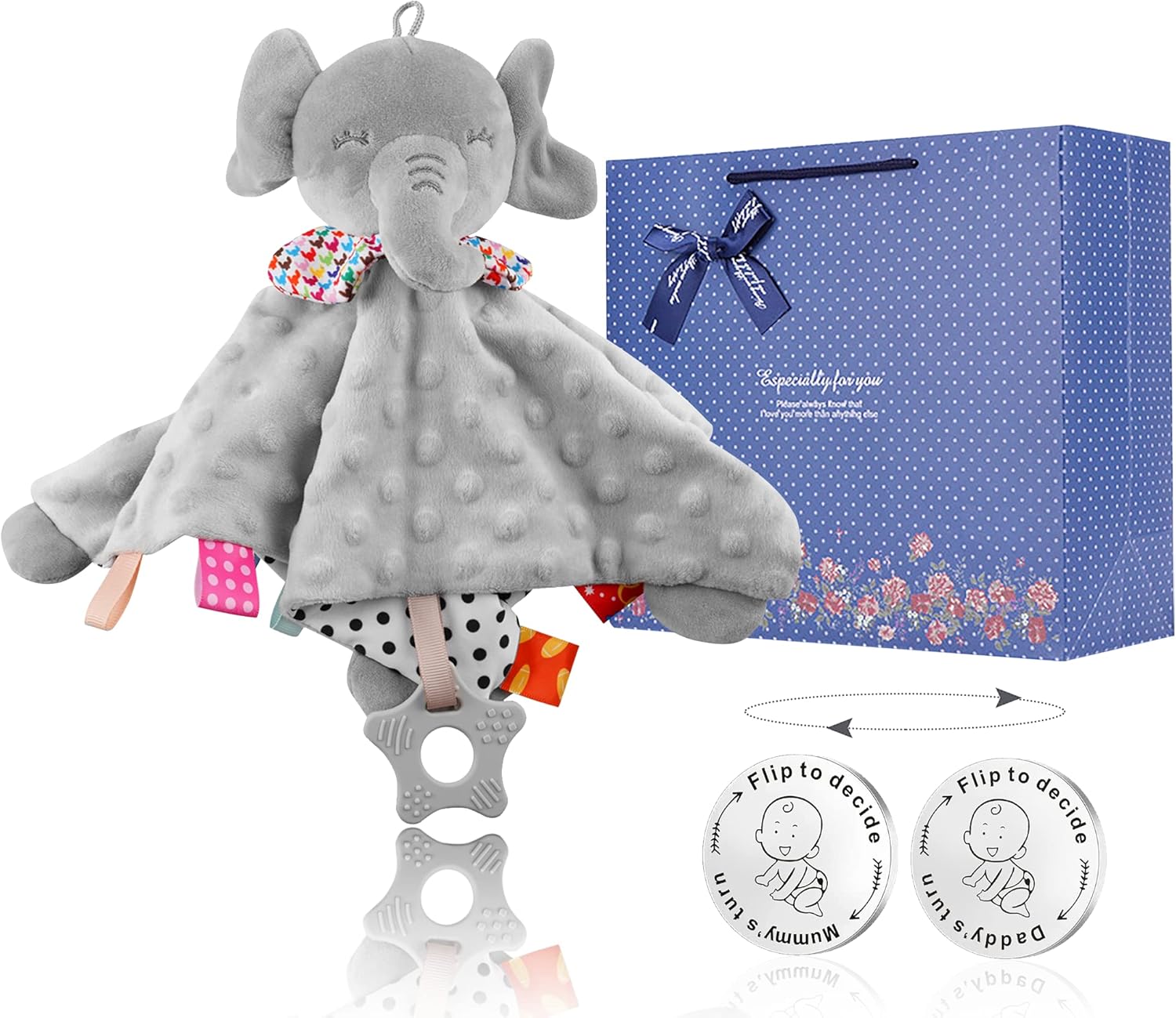 Parent Decision Coin Gift Set - Newborn Baby Comforters & Blanket, Funny Parent Decision Coin with Gift Bag