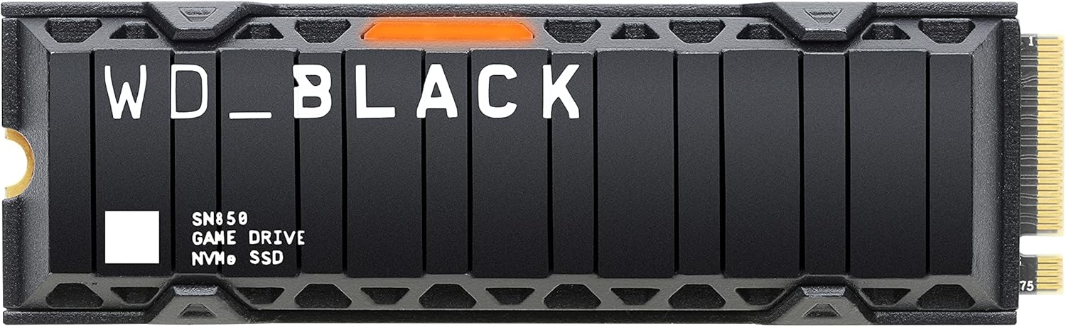 WD_BLACK 1TB SN850 NVMe Internal Gaming SSD Solid State Drive with Heatsink - Works with PlayStation 5, Gen4 PCIe, M.2 2280, Up to 7,000 MB/s - WDS100T1XHE