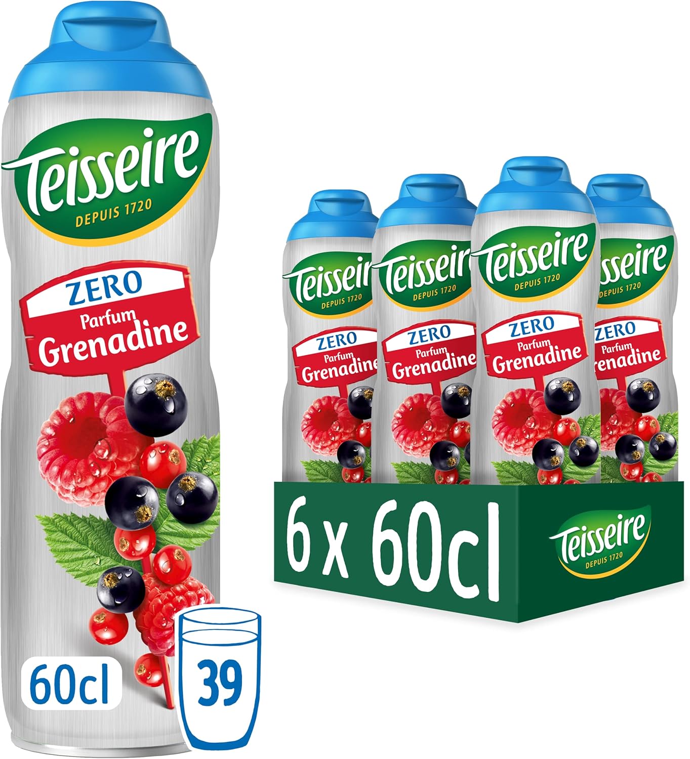 Teisseire Pack of 6 Zero Grenadine Syrups