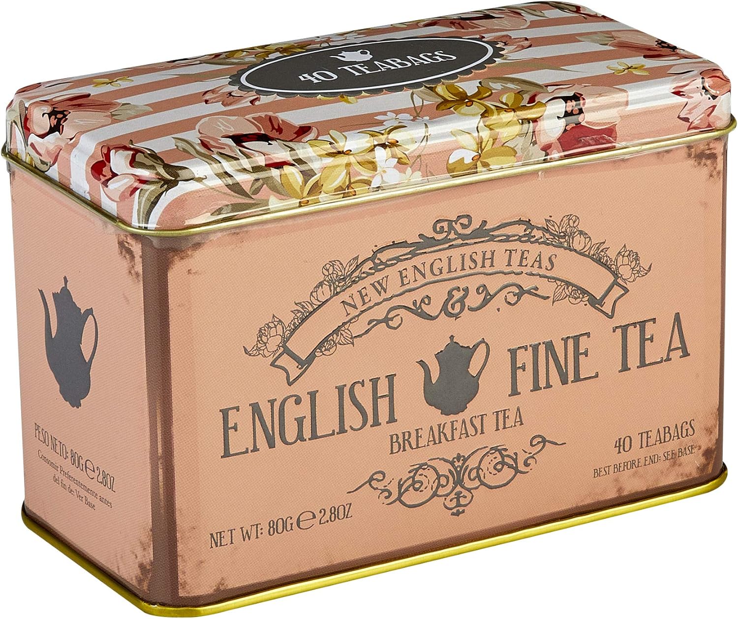 New English Teas Fine English Breakfast Tea Tin 40 Tea Bags
