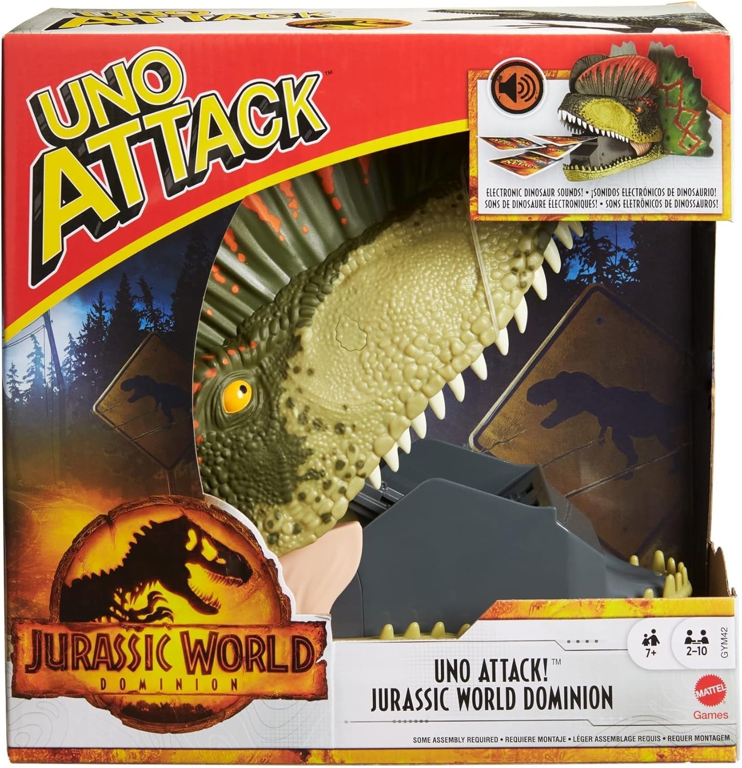 Mattel Games ​UNO Attack Jurassic World Dominion Card Game with Dinosaur Card Launcher for 2 to 10 Players Ages 7 Years & Older, Toy Gift and Collectible​ (Amazon Exclusive)