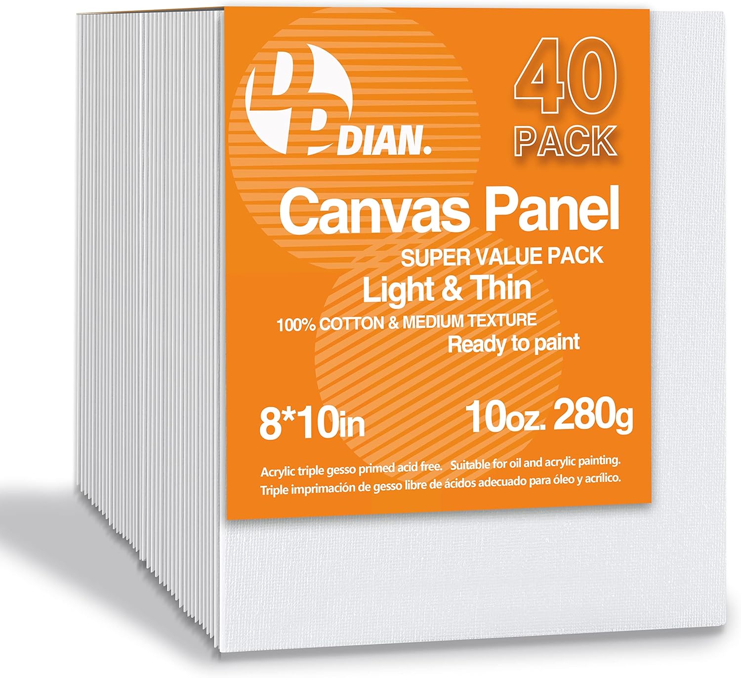 Canvas Boards for Painting 8x10 Inch, 40-Pack Bulk Canvas Value Pack - Art Supplies Blank Paint Canvas Panels for Kids, Adults, Acrylic, Oil, Watercolor, Tempera, Gouache